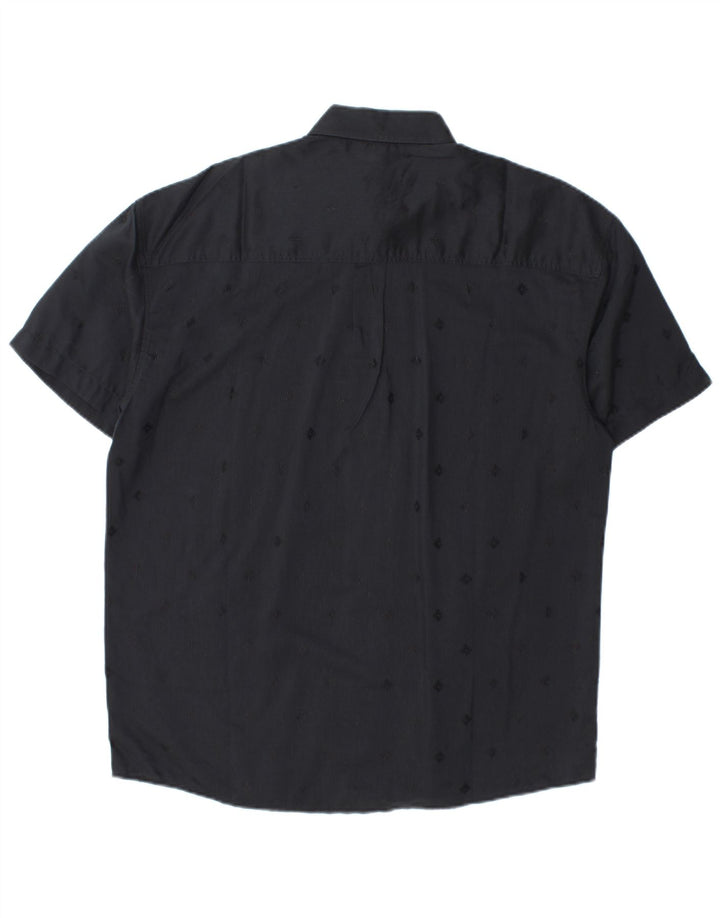 Camisa masculina de manga curta Studio Leonardo tamanho 40 médio preto geométrico