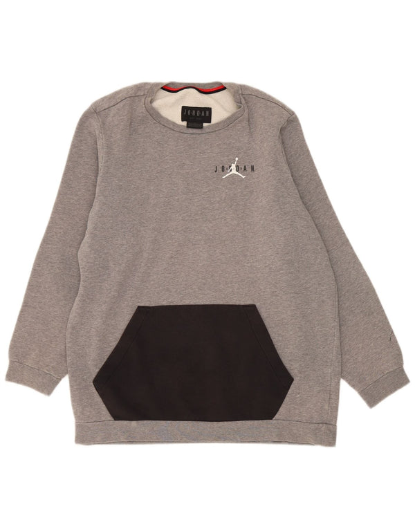Jordan moletom gráfico masculino jumper grande cinza colorblock algodão