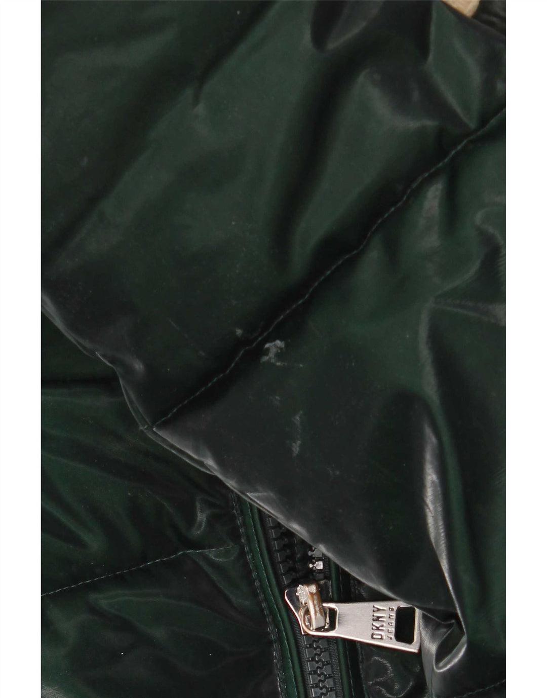 Jaqueta acolchoada com capuz grande Dkny feminina UK 10 poliéster verde pequeno