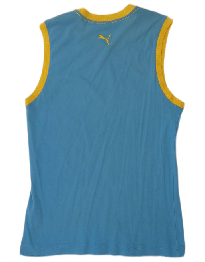 Puma masculino gráfico colete top médio azul colorblock algodão