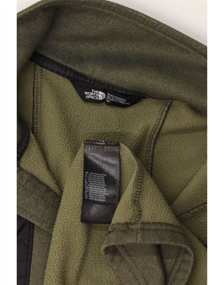 Moletom masculino The North Face com zíper e gola pequena em bloco colorido cáqui
