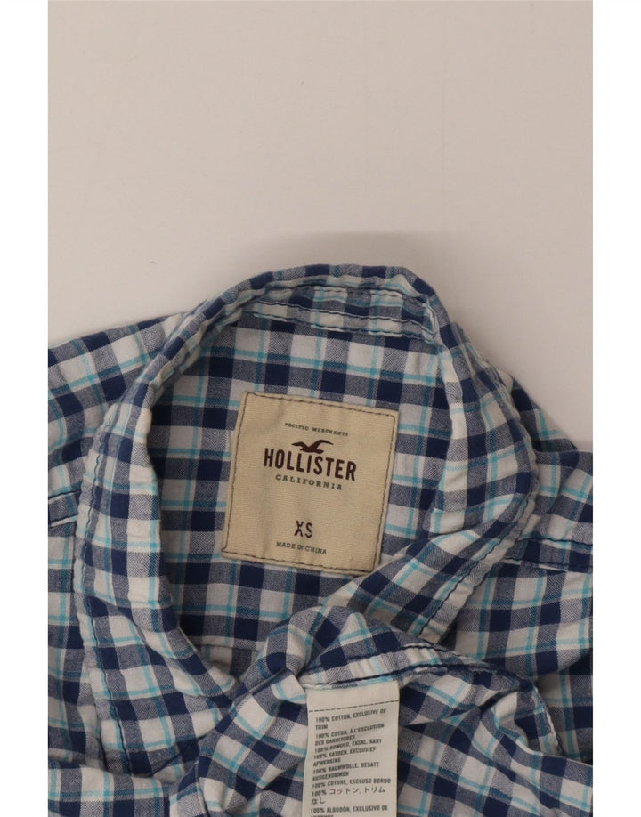 Camisa feminina Hollister UK 6 XS azul algodão guingão