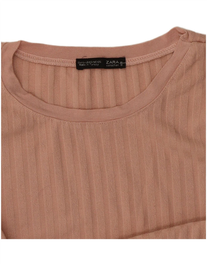 Top feminino Zara manga comprida UK 8 pequeno rosa