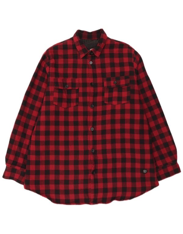 Camisa masculina de flanela de lenhador EMP 2XL algodão vermelho guingão