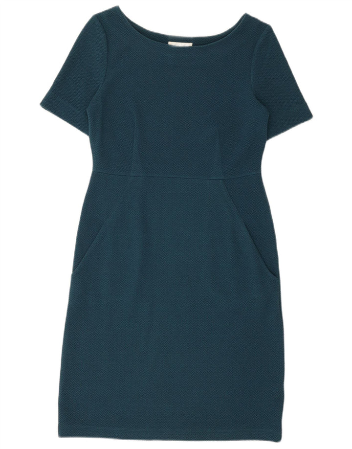 Vestido bainha feminino WHITE STUFF UK 10 pequeno azul marinho poliéster Chevron