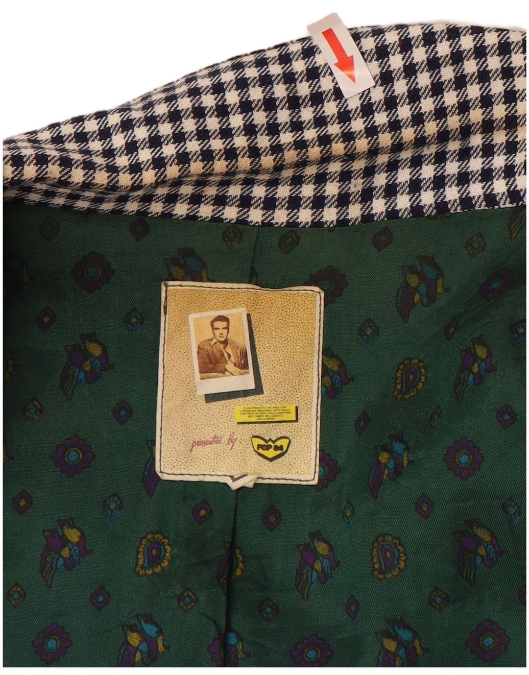 Jaqueta blazer masculina POP 84 com 1 botão Reino Unido 40 grande lã de guingão azul marinho