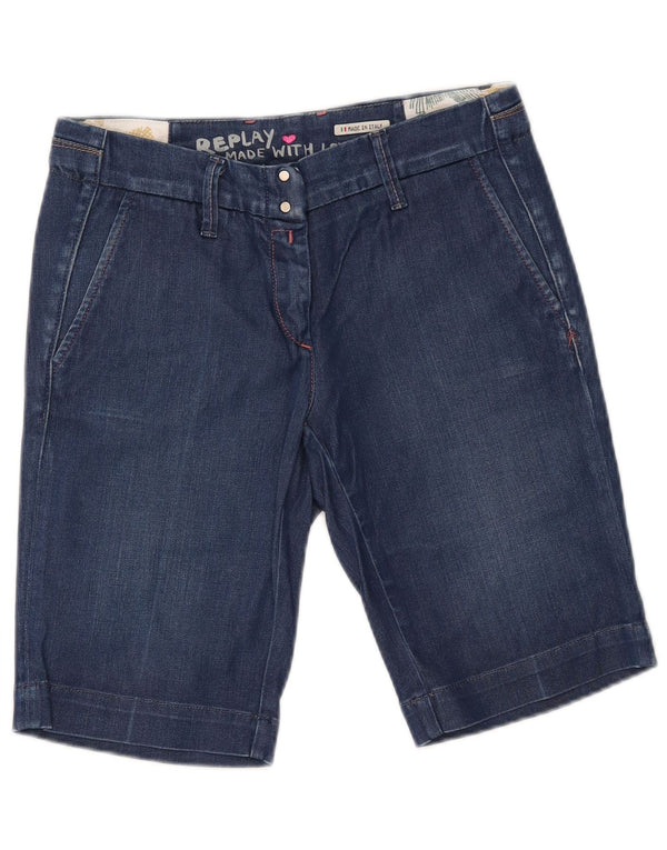 Shorts jeans feminino REPLAY W27 pequeno algodão azul
