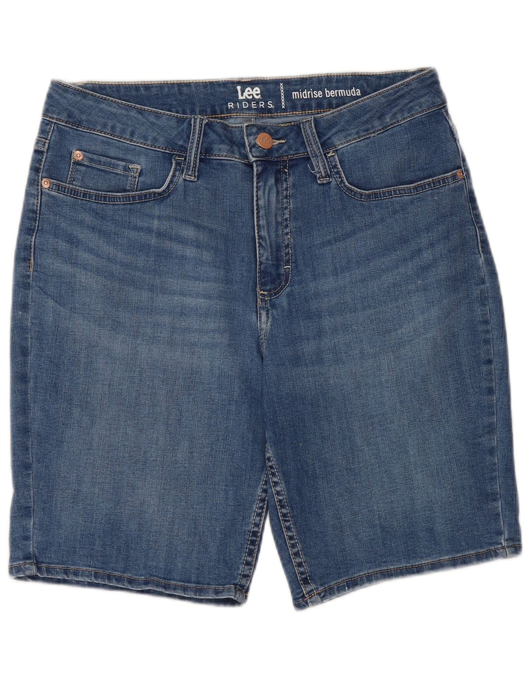 Bermuda jeans feminina LEE Riders cintura média US 10 grande W30 azul
