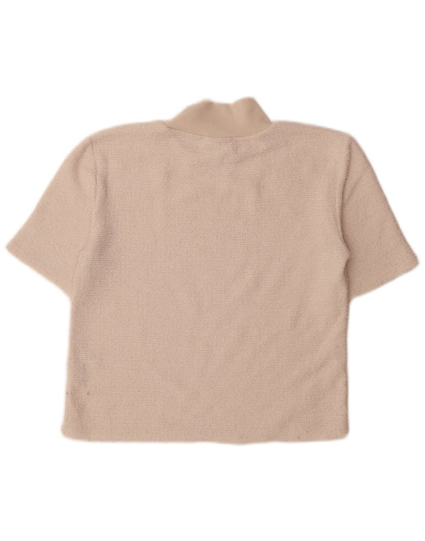 Camiseta feminina Zara UK 12 médio off white poliéster