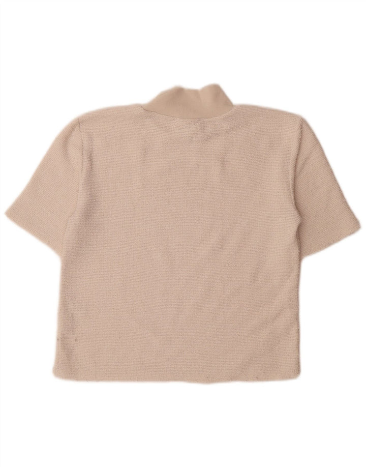 Camiseta feminina Zara UK 12 médio off white poliéster