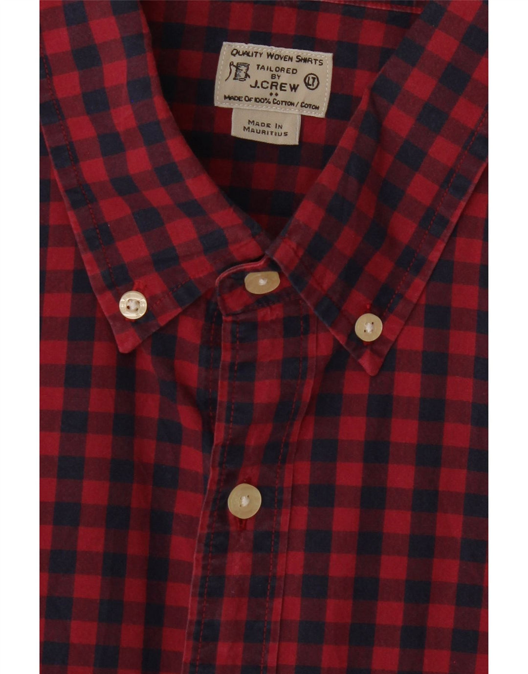 J. CREW Mens Tailored Shirt Large Red Check Cotton Vintage J. Crew and Second-Hand J. Crew from Messina Hembry 