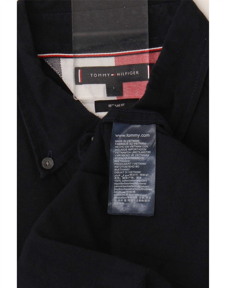 Camisa masculina Tommy Hilfiger Regular Fit grande algodão azul marinho