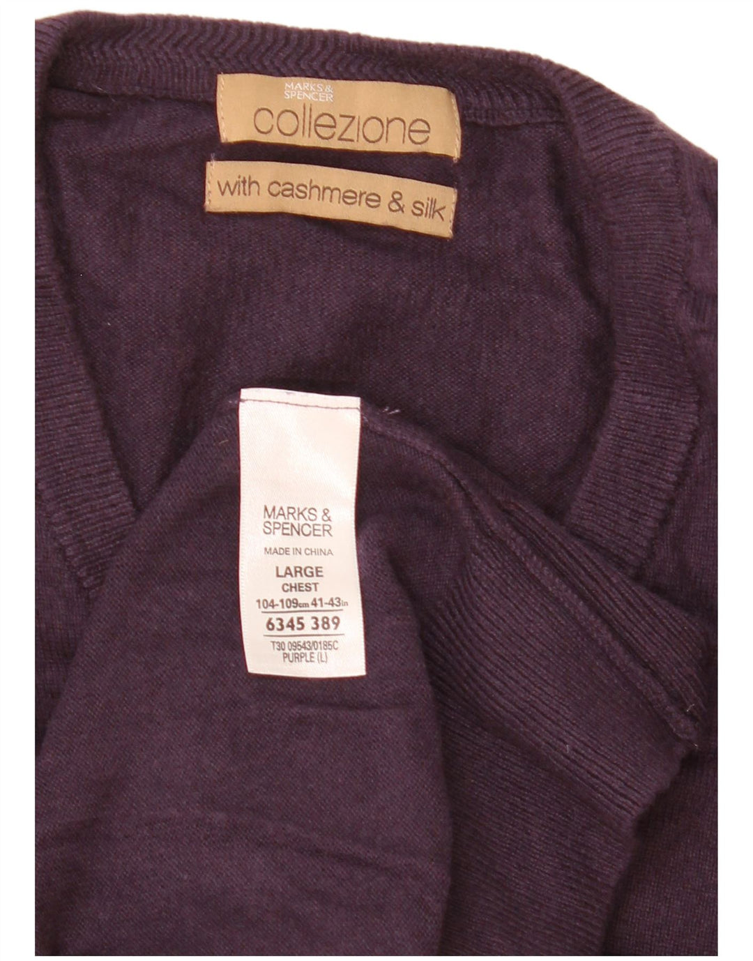 Suéter masculino Marks & Spencer com decote em V grande viscose roxa
