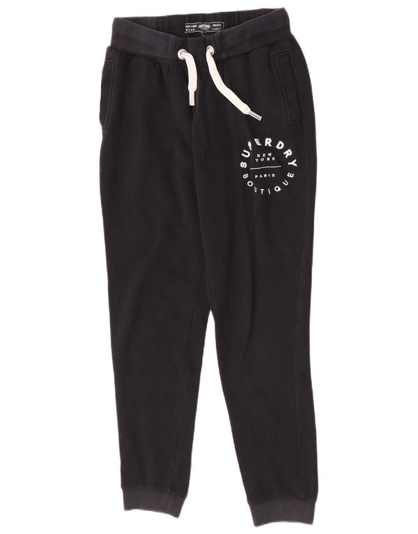 Superdry Womens Graphic Tracksuit Calças Joggers UK 12 Médio Preto