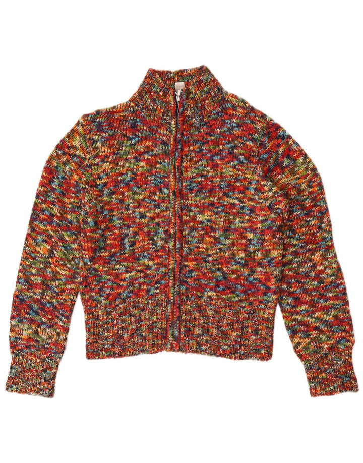 Suéter cardigã feminino Rainbow UK 10/12 médio multicolorido manchado