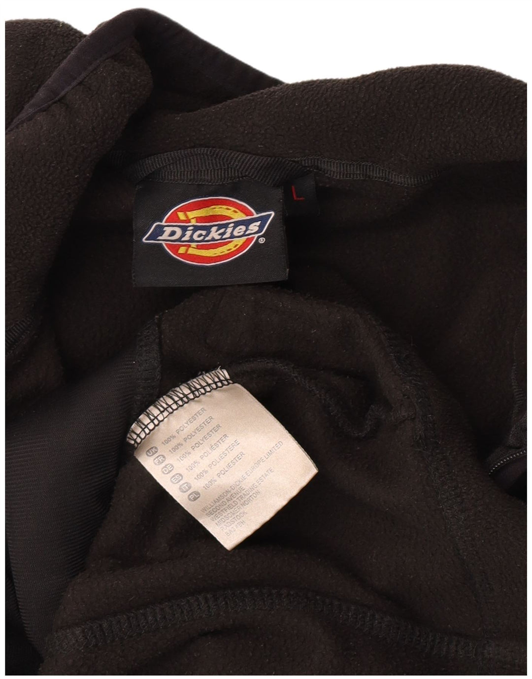 Suéter de lã masculino Dickies com zíper e gola grande de poliéster preto