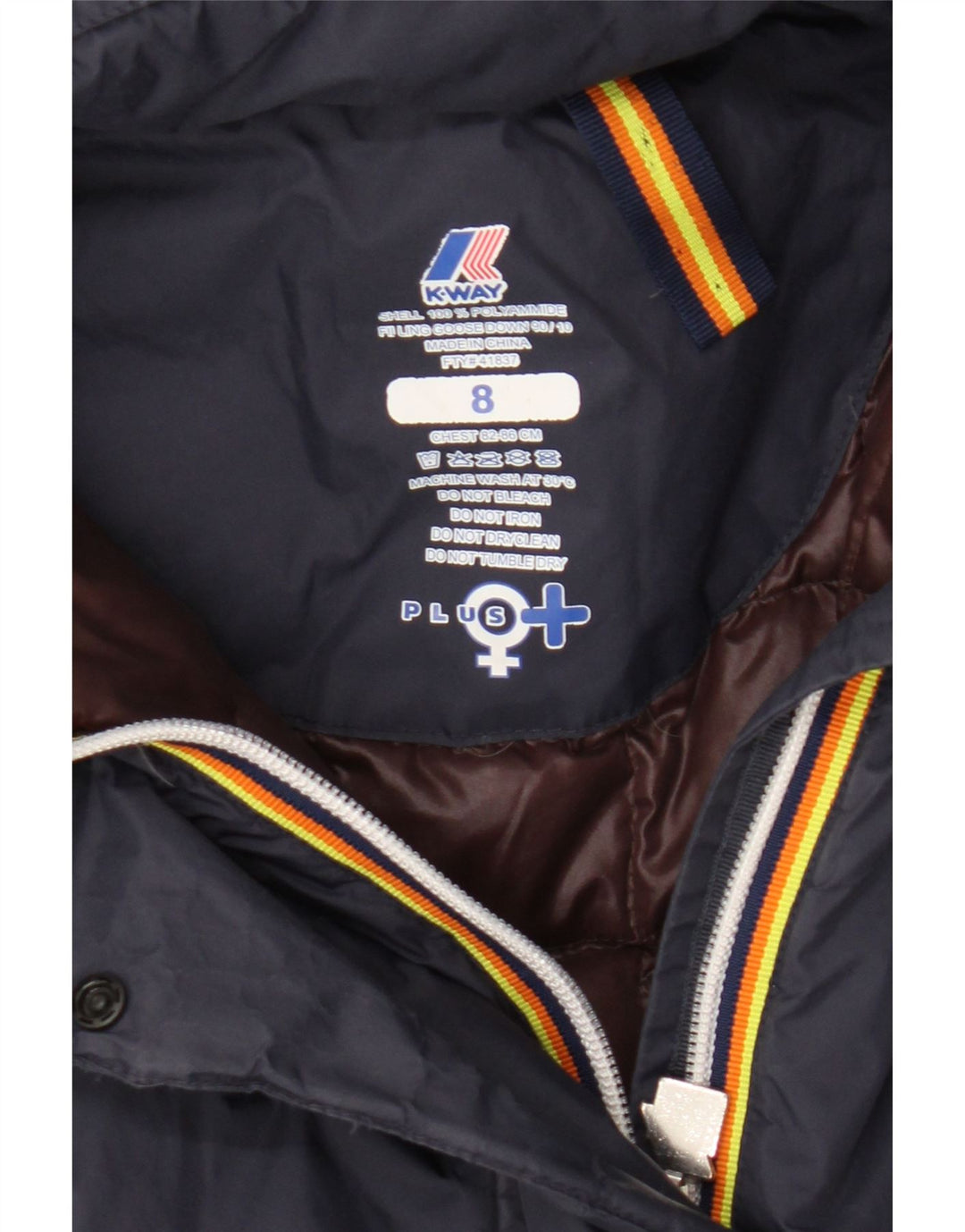 Casaco acolchoado com capuz feminino K-Way 7-8 anos azul marinho poliamida