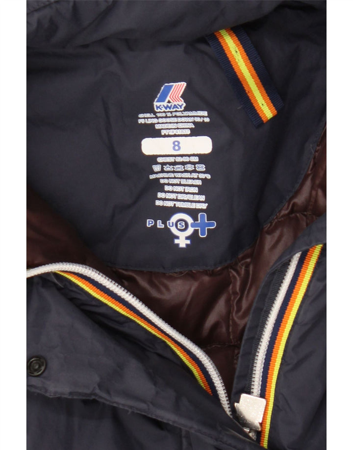 Casaco acolchoado com capuz feminino K-Way 7-8 anos azul marinho poliamida