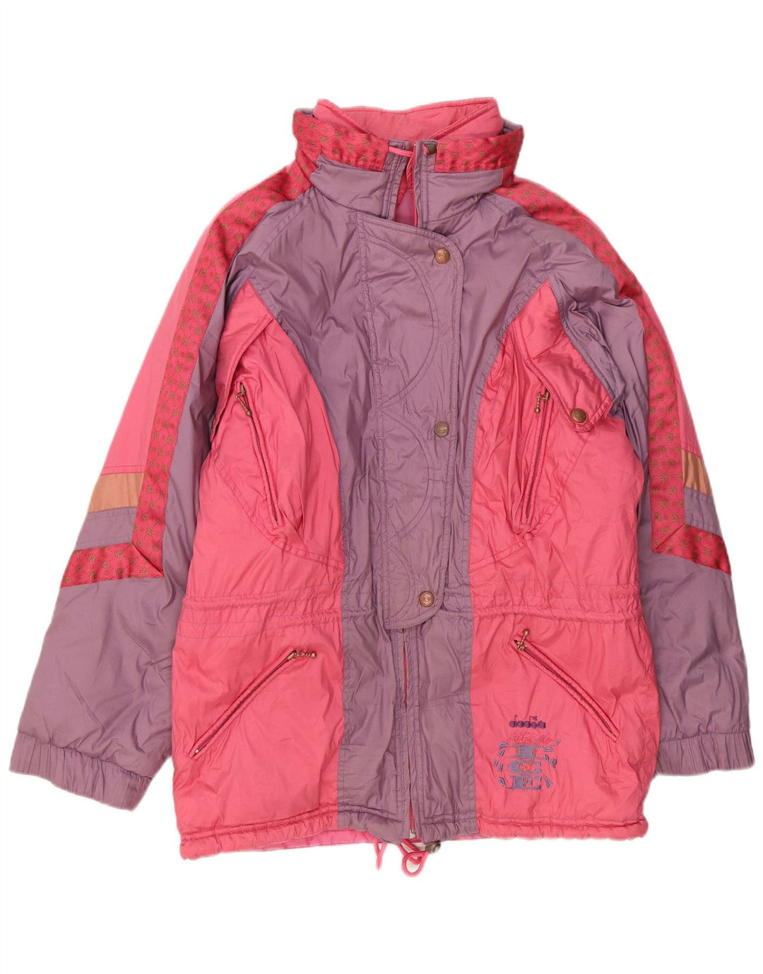 Jaqueta de esqui feminina Diadora Loose Fit UK 14 poliéster colorblock rosa médio
