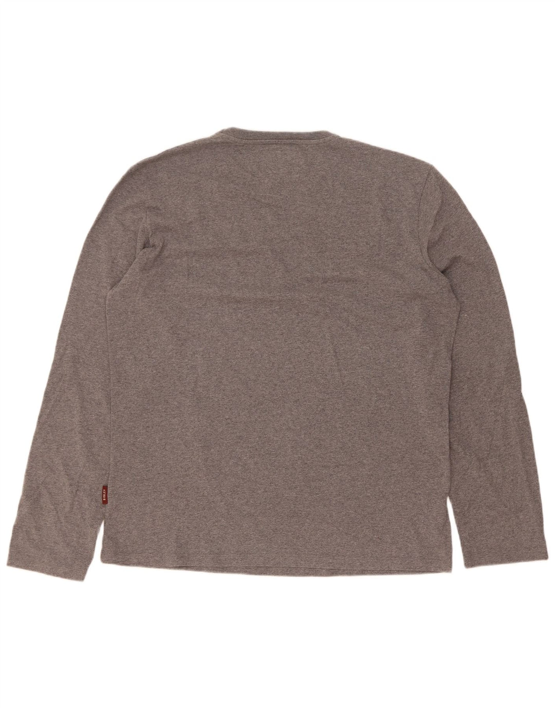 Sisley Mens Graphic Top Manga Longa XL Cinza Algodão