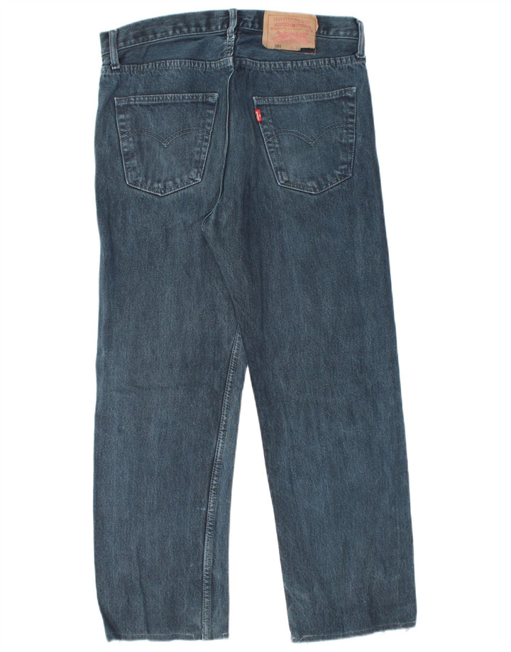 LEVI'S Masculino 501 Straight Jeans W32 L25 Azul Algodão