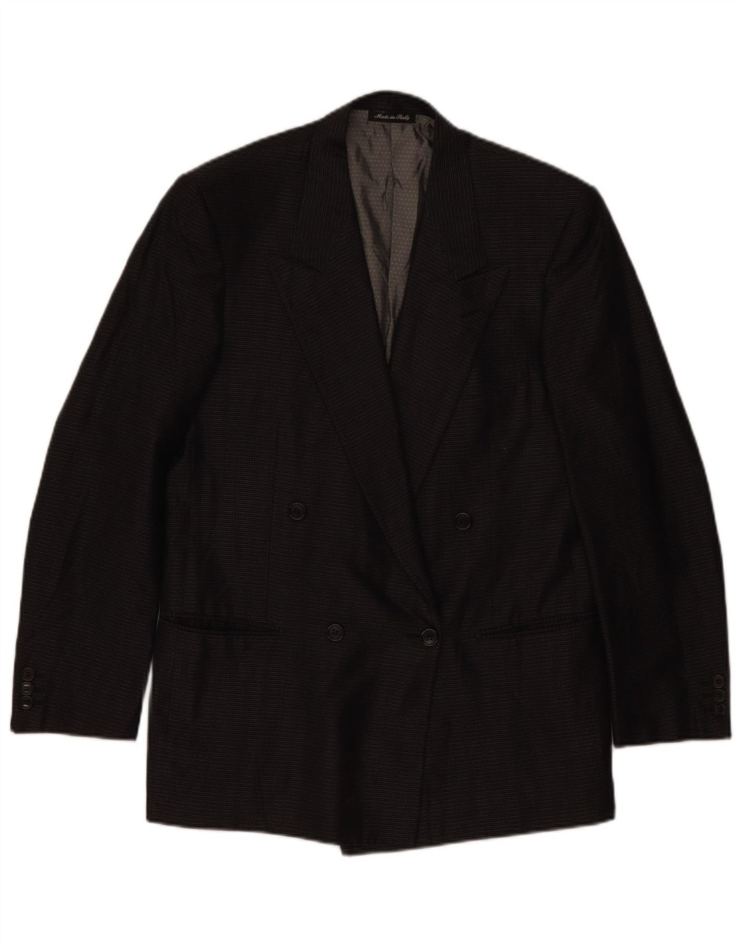 Jaqueta blazer masculina Pal Zileri com peito duplo IT 48 seda xadrez média preta