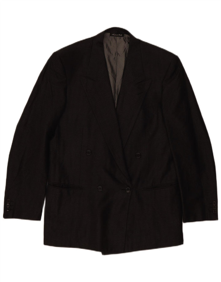 Jaqueta blazer masculina Pal Zileri com peito duplo IT 48 seda xadrez média preta