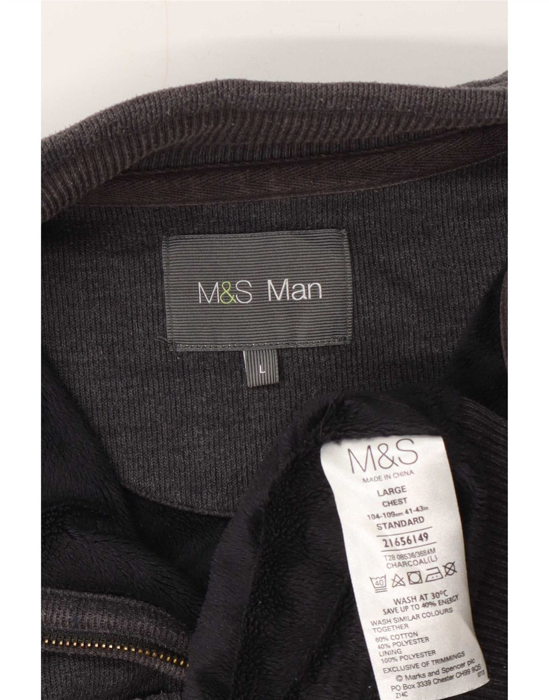 Jaqueta masculina de agasalho Marks & Spencer grande algodão cinza
