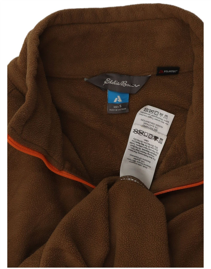 Eddie Bauer Masculino Polartec Zip Neck Fleece Jumper Pequeno Poliéster Bege