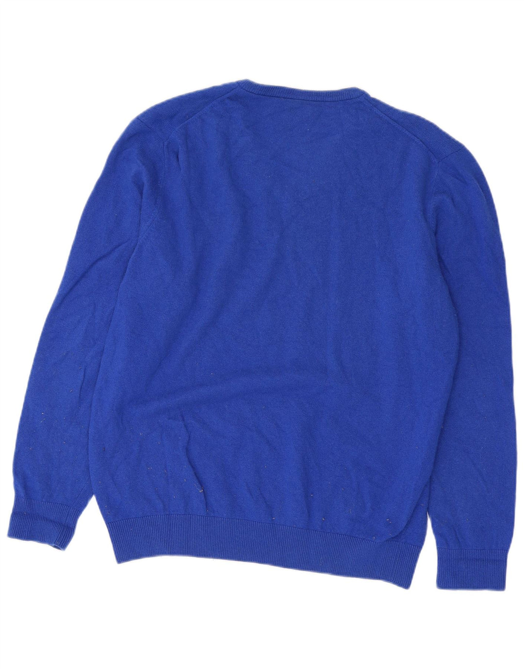 Suéter masculino Lacoste com decote em V tamanho 6 XL lã virgem azul