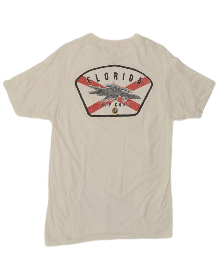 Camiseta masculina Rip Curl com ajuste padrão gráfico top médio algodão branco
