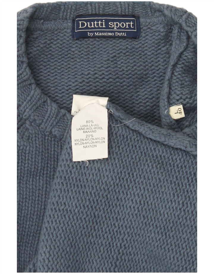 Suéter masculino Massimo Dutti com gola redonda, grande, azul, lã Fair Isle