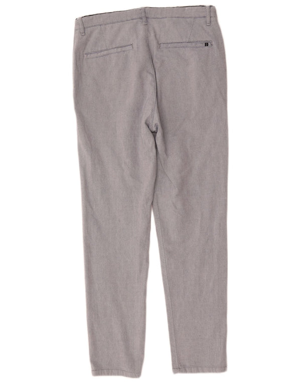 Zara Mens Slim Chino Calças EU 38 Pequeno W30 L28 Azul Marinho Geométrico