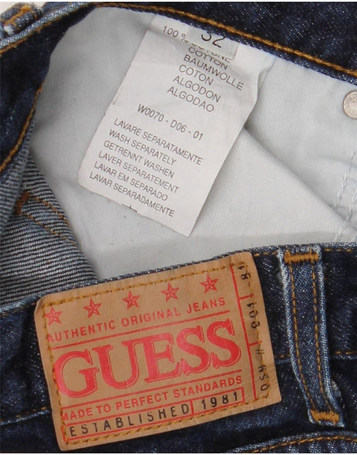 Guess Mens Straight Jeans W32 L32 Azul Marinho Algodão