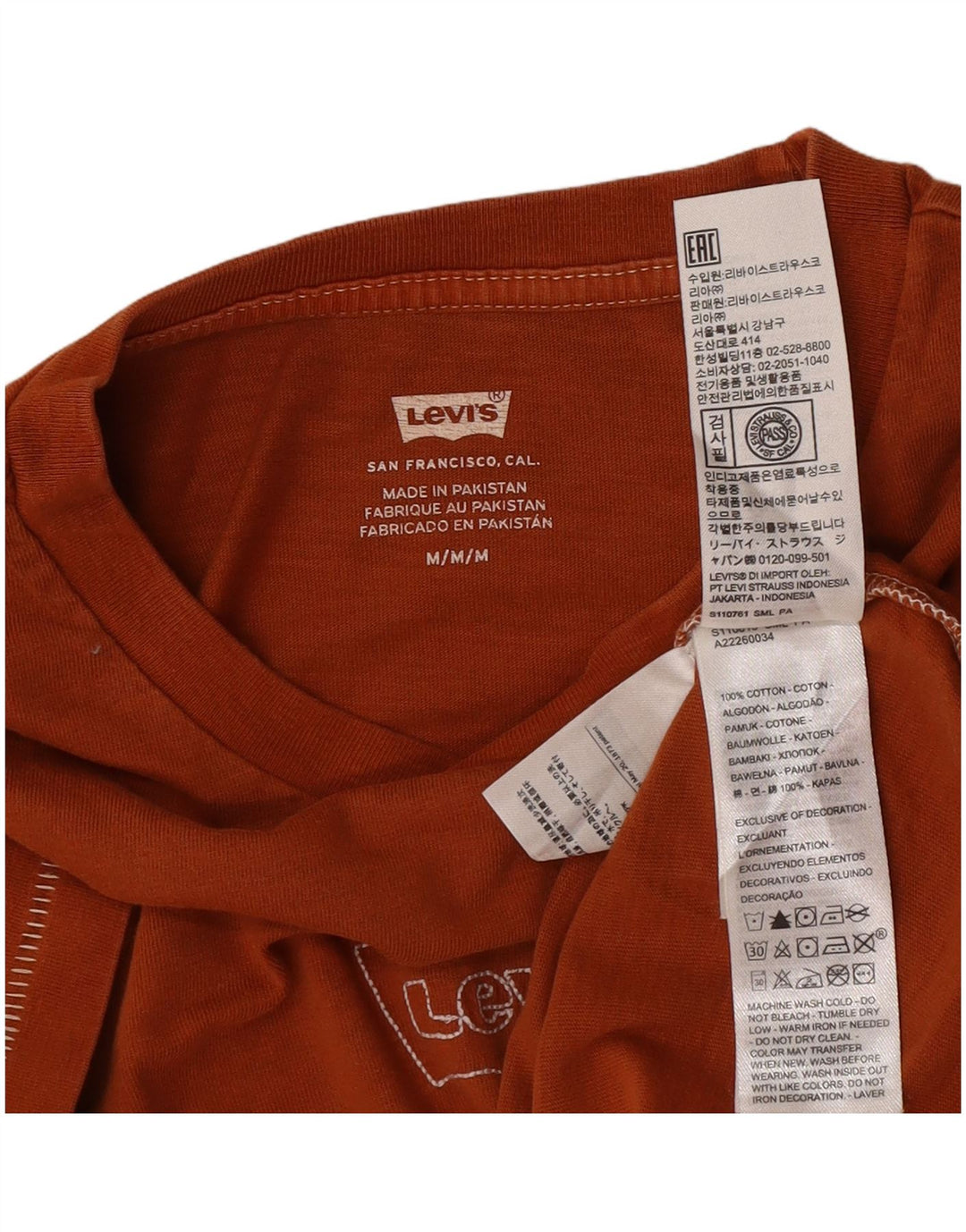 Camiseta feminina Levi's Top UK 14 algodão laranja médio