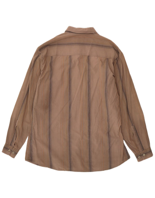 Camisa masculina Marlboro Classics 2XL algodão listrado marrom