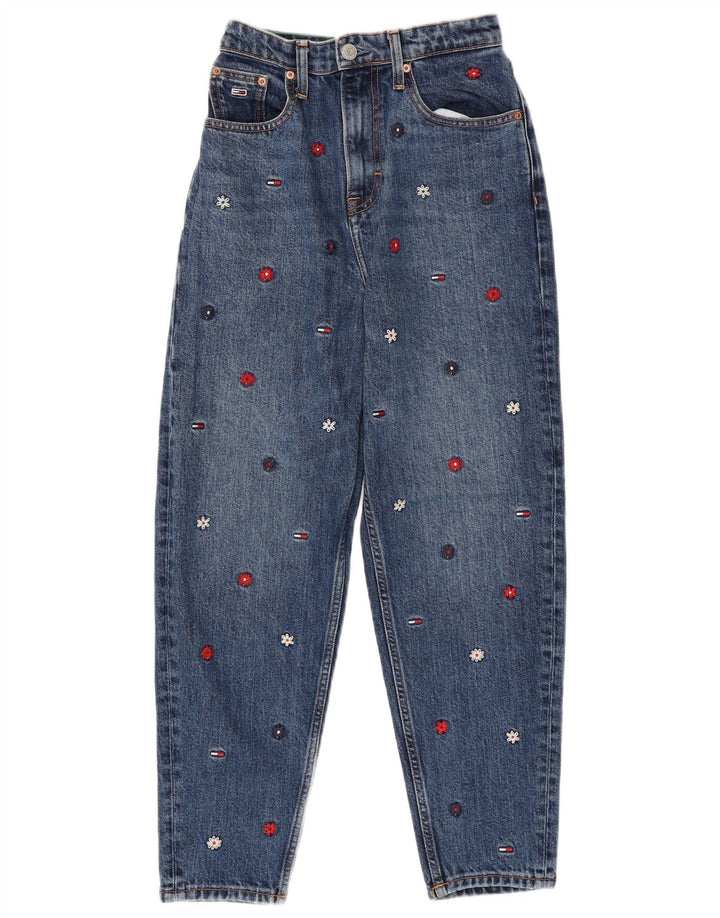 TOMMY HILFIGER Womens Mom Jean High Rise Tapered Jeans W24 L25 Blue Floral Vintage Tommy Hilfiger and Second-Hand Tommy Hilfiger from Messina Hembry 