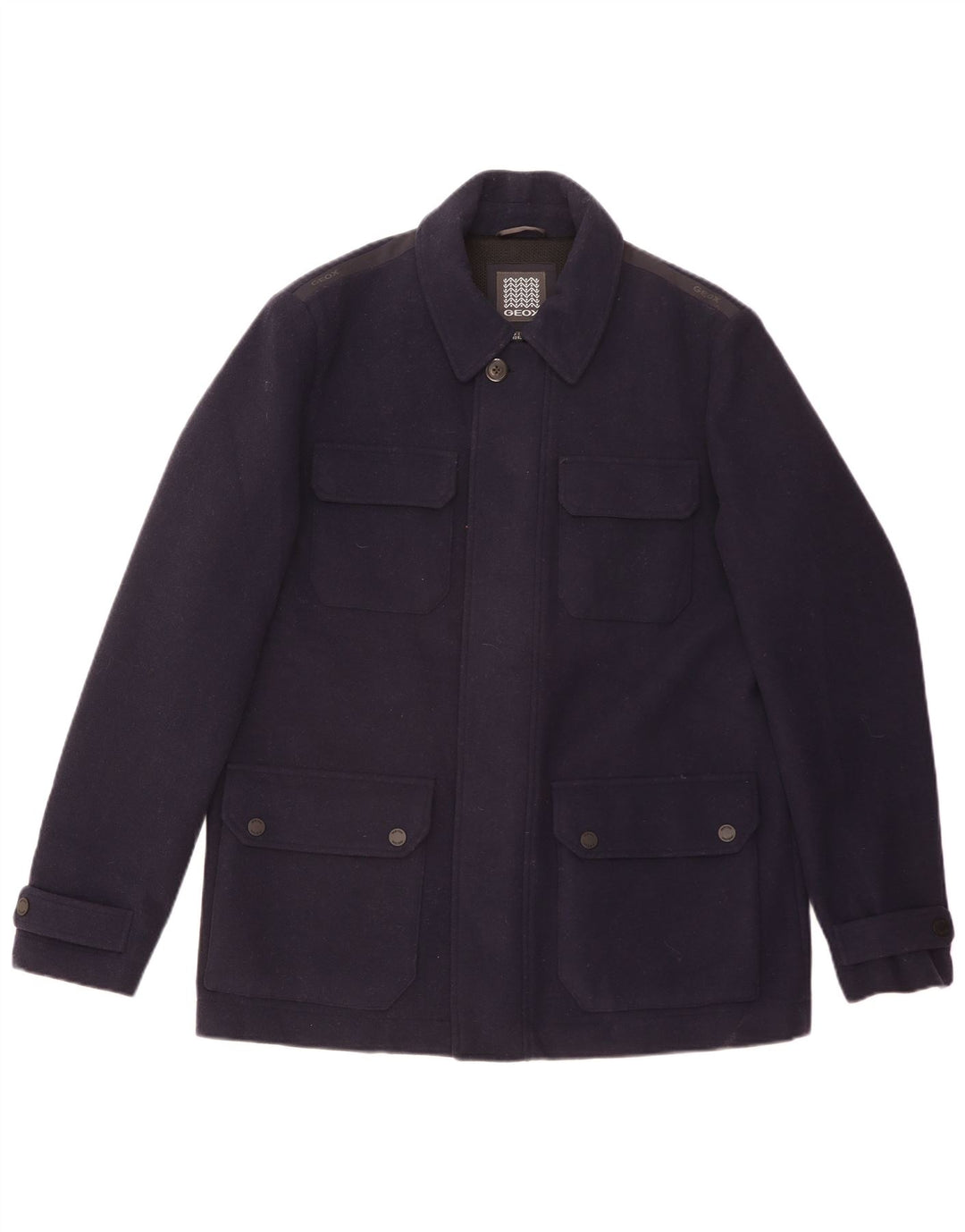Jaqueta utilitária masculina GEOX Respira UK 42 XL lã azul marinho
