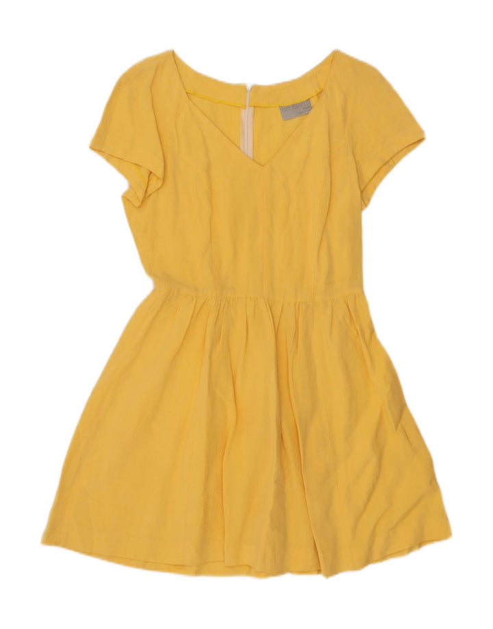 Vestido feminino Roccobarocco A-Line UK 10 pequeno amarelo