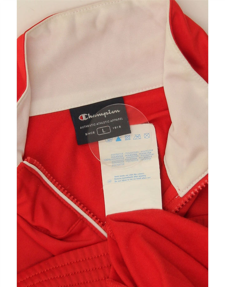 CHAMPION Mens Treino Top Jaqueta Grande Poliéster Colorblock Vermelho