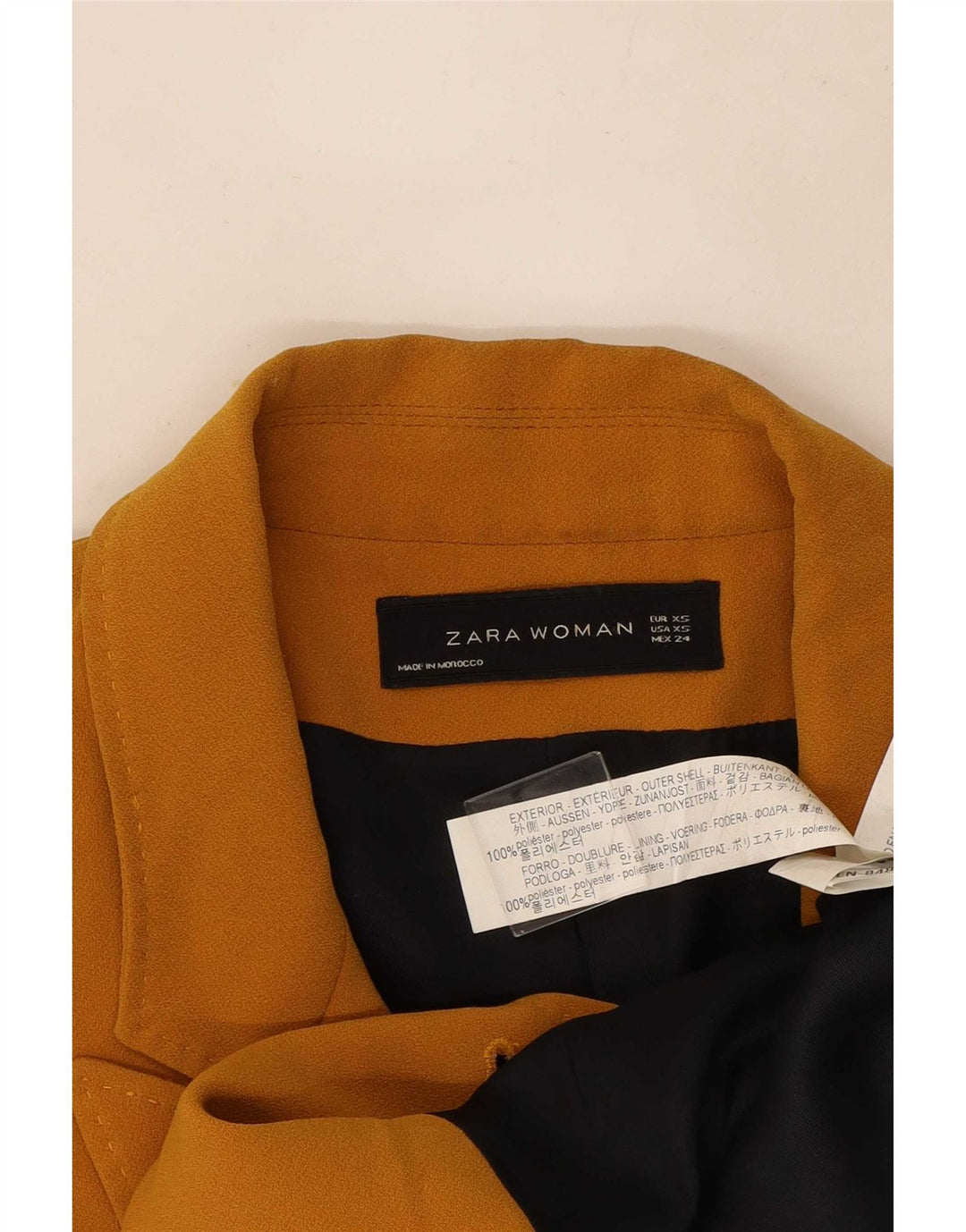 Casaco feminino oversized com peito duplo Zara UK 6 XS amarelo poliéster