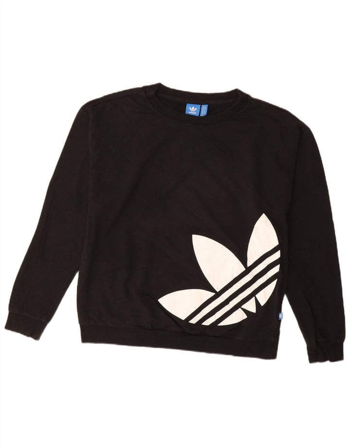 ADIDAS Womens Graphic Sweatshirt Jumper UK 12 Médio Algodão Preto