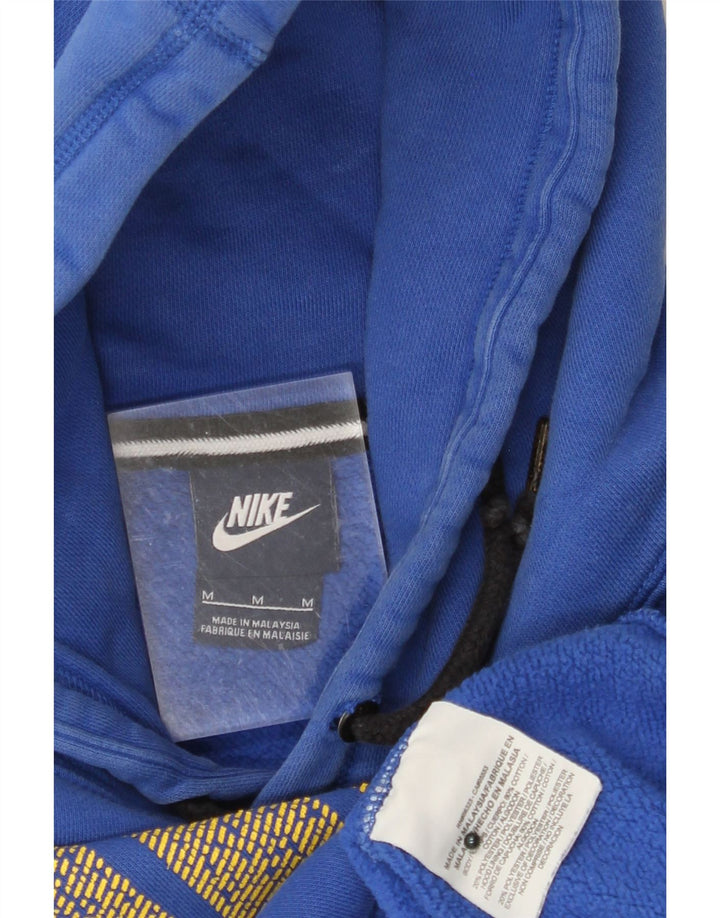 NIKE feminino oversized gráfico moletom com capuz UK 14 médio azul algodão