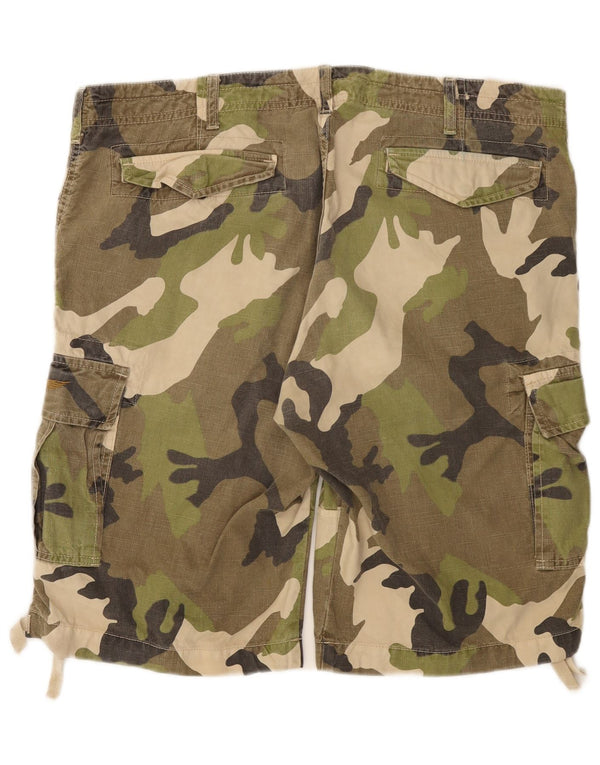 Aeronautica Militare Mens Cargo Shorts IT 54 2XL W40 Camuflagem Cáqui
