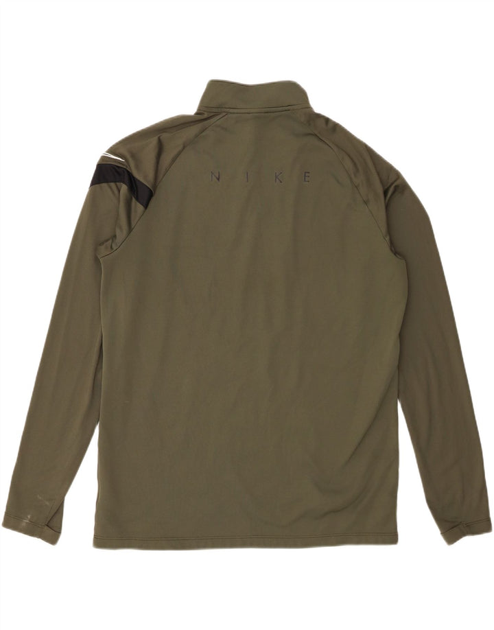 Pulôver masculino Nike Dri Fit com gola e zíper, blusa grande de poliéster cáqui