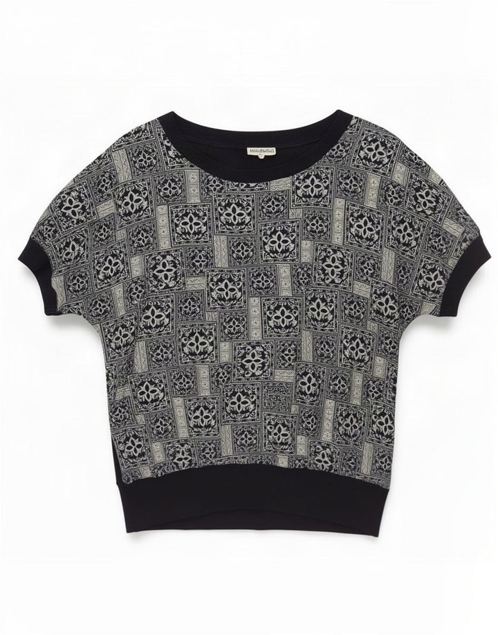 Blusa feminina grande de Diana Bentall UK 16 grande patchwork azul marinho
