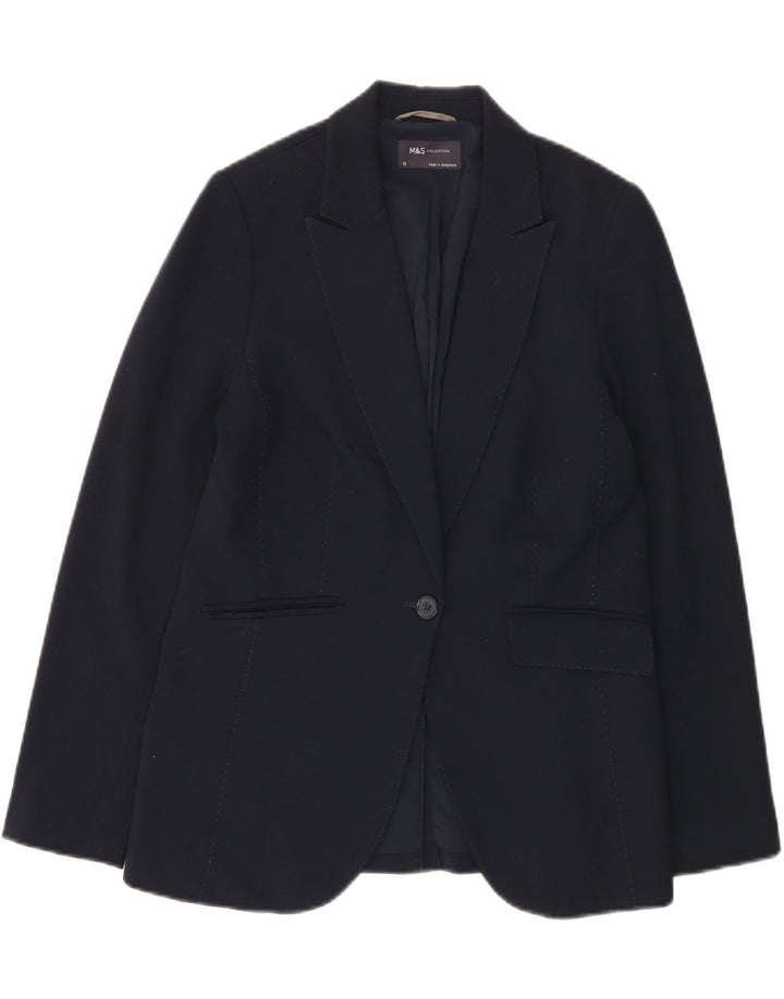 Jaqueta blazer feminina Marks & Spencer com 1 botão Reino Unido 12 médio azul marinho