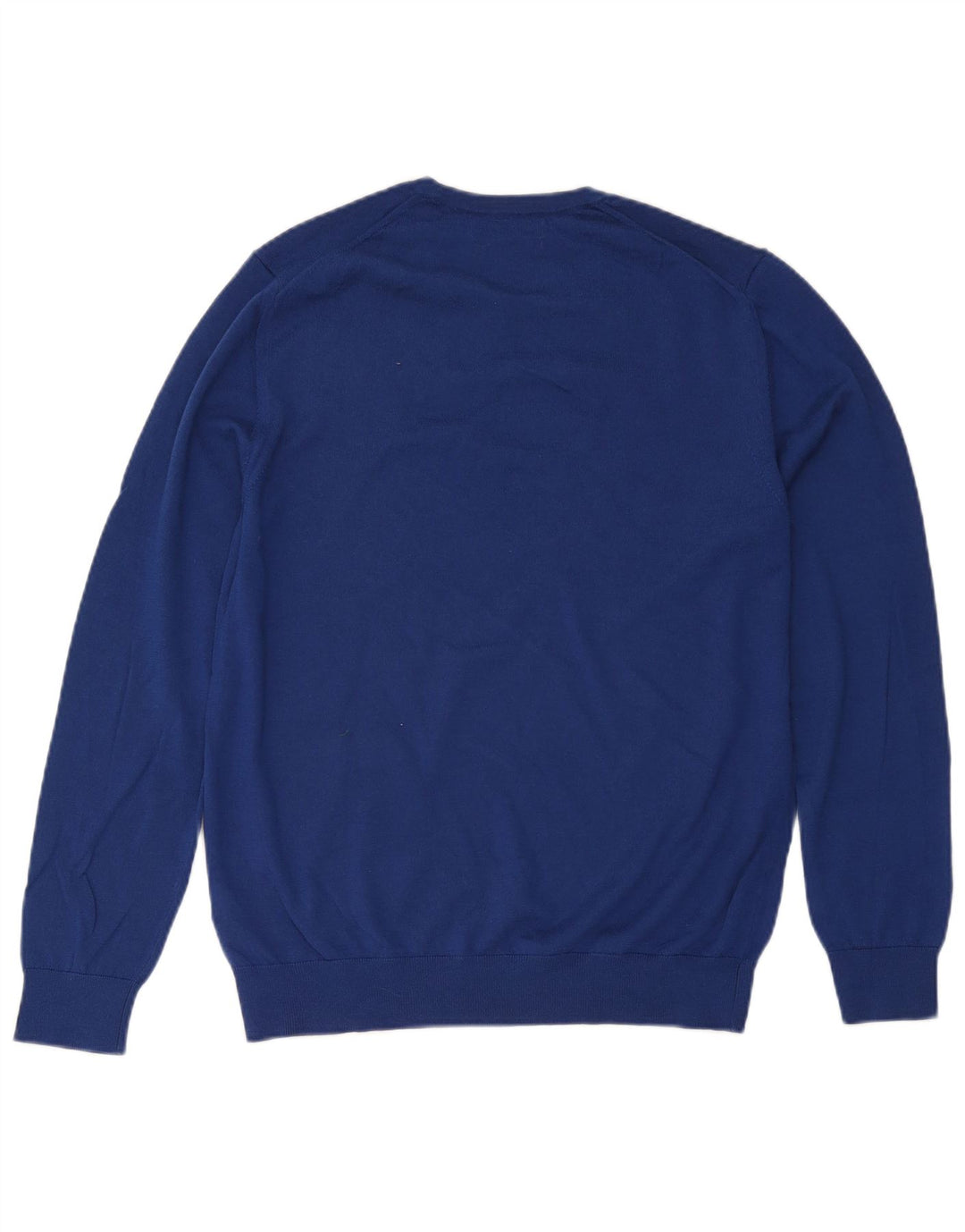 Suéter masculino Marks & Spencer com gola redonda, grande lã merino azul