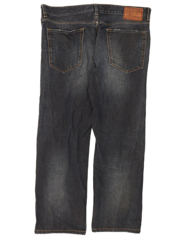 Hugo Boss Mens Straight Jeans W38 L32 Azul Marinho Algodão