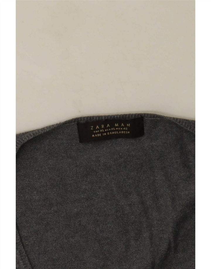 Suéter masculino Zara com decote em V XL cinza